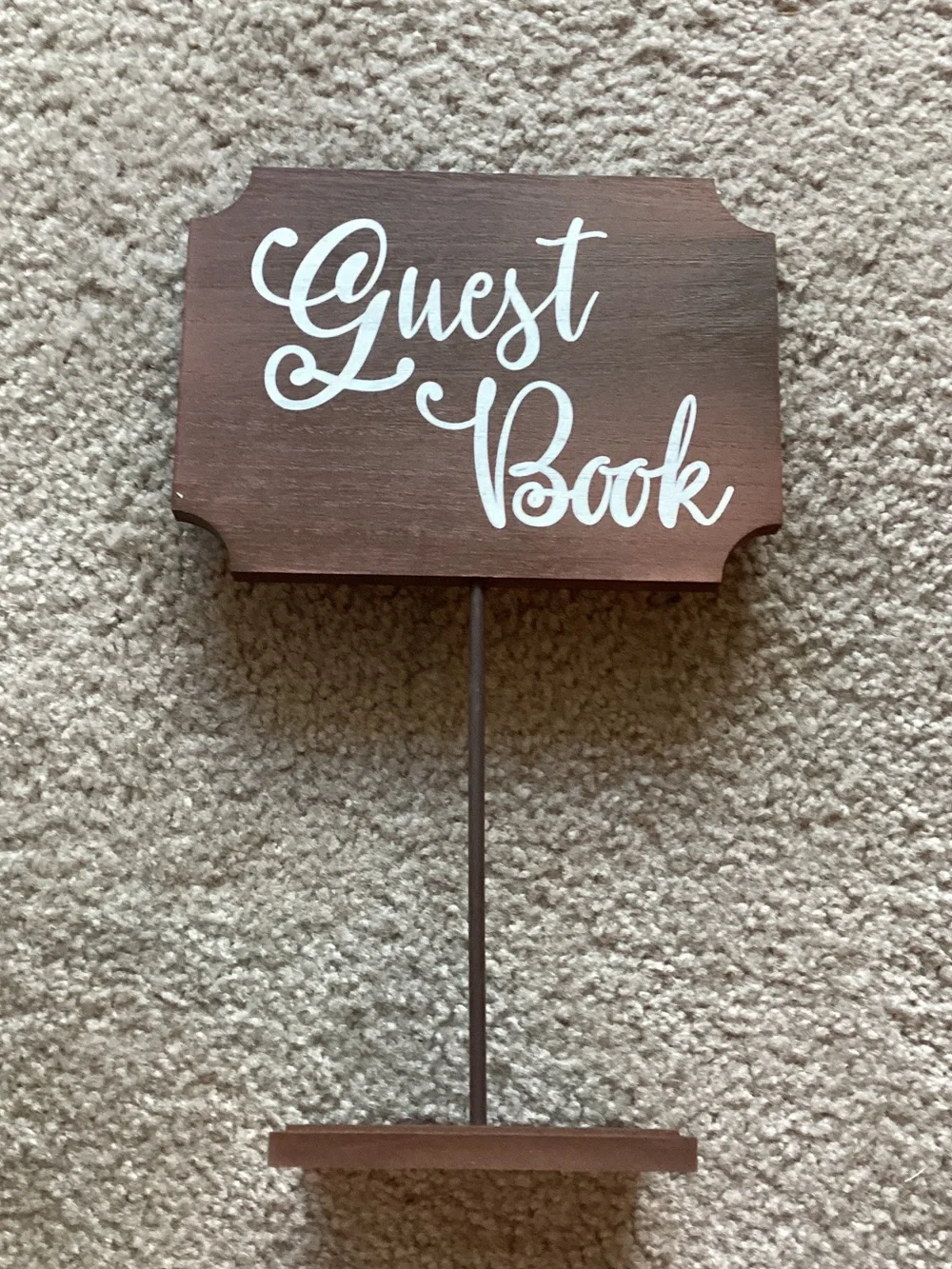 Wooden Guest Book Sign - Brown with White Lettering